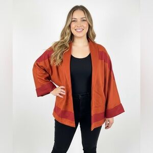 STYLEWE Rust and Burgundy Open-Front Sweater